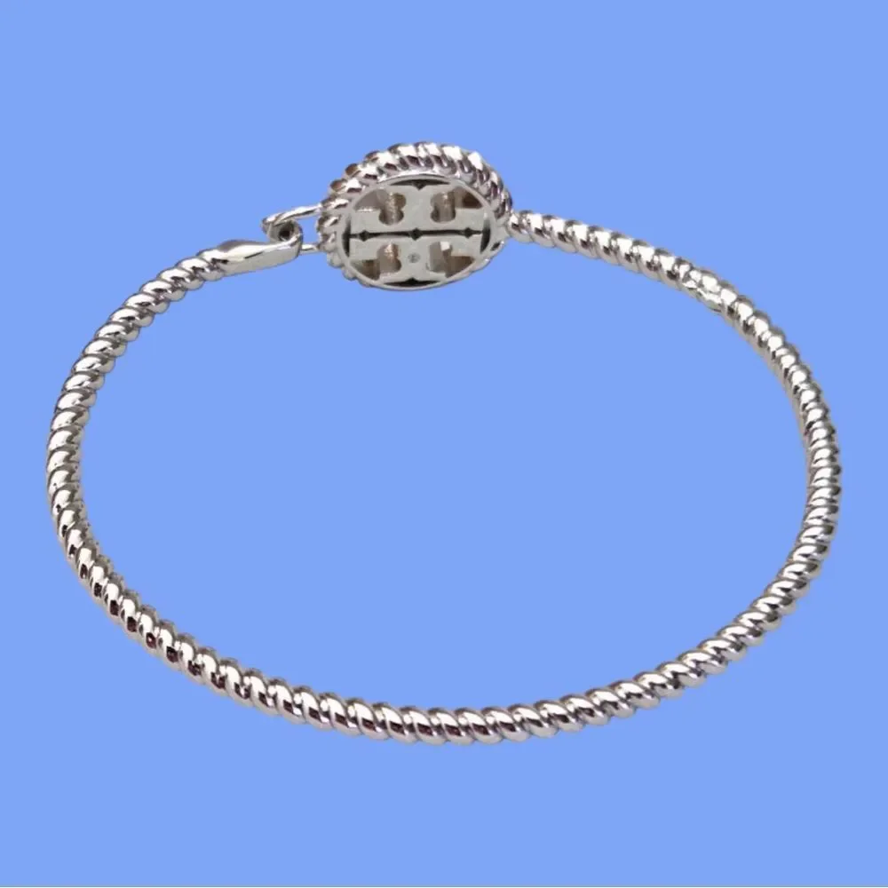 TORY BURCH ROPE HINGED SILVER BRACELET